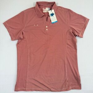 Chick-fil-A Team Style Oobe Hydrochill Red White Striped Polo Shirt Womens L NWT